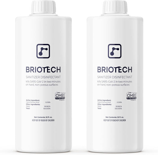 BRIOTECH Sanitizer Disinfectant Hypochlorous Spray, Kill 99.99% of Viruses & Bacteria, Control Mold, Eliminate Odor, Gentle for Nursery & Play Rooms, Food Contact Surface Sanitizer, 32 fl oz Refill