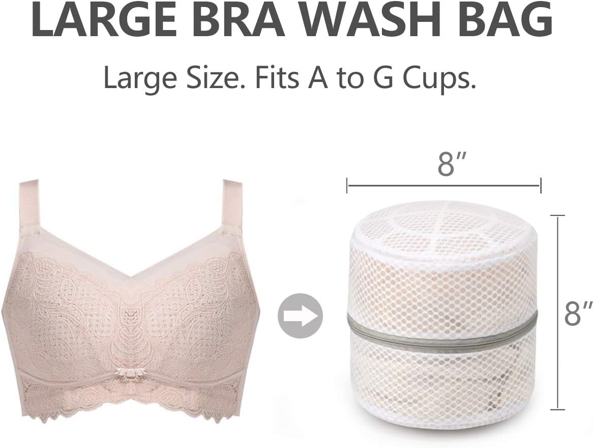 Muchfun 3Pcs Bra Wash Bags, Honeycomb Mesh Laundry Bags for Delicates, Lingerie, Intimates and Underwear 8 x 8 x 8 Inches