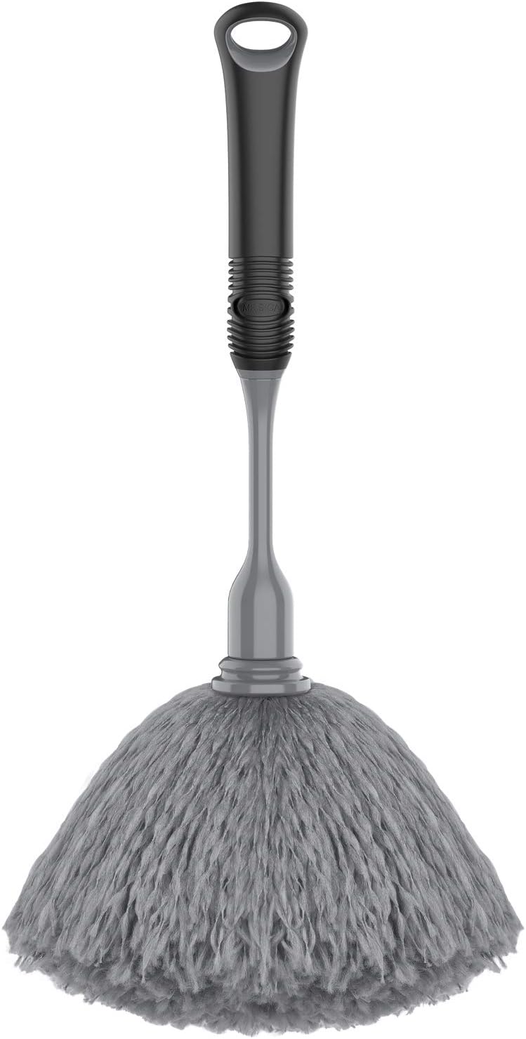 MR.SIGA Microfiber Delicate Duster, Comfortable Non Slip Handle, Detachable Washable Duster Head, Gray & Black