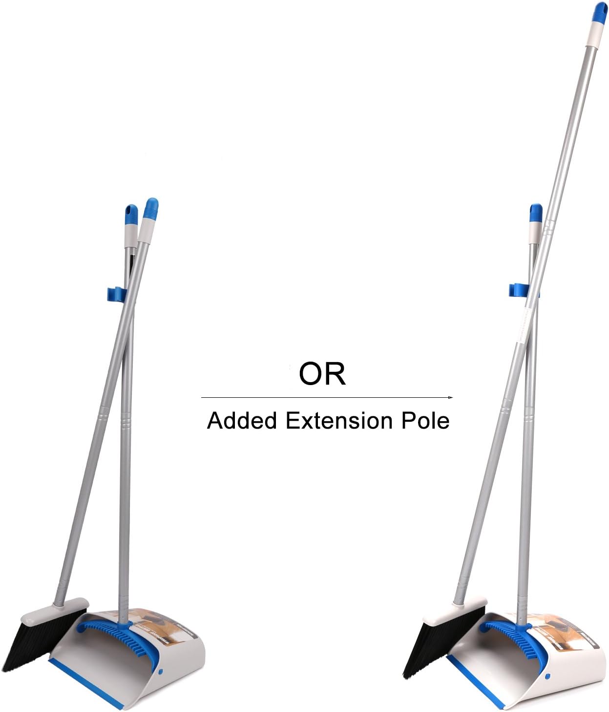 TreeLen Long Handle Broom and Dustpan Set,Upright Dust Pan Combo for Home, Kitchen, Room, Office, Lobby Floor Use Without Bending