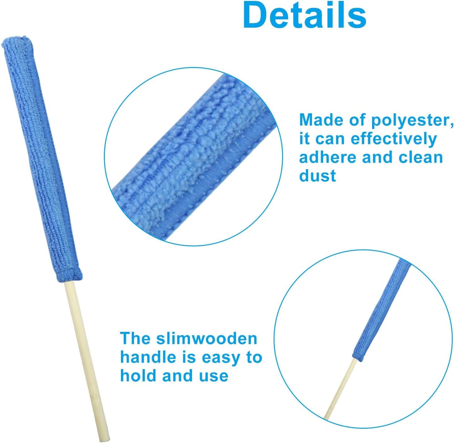 12 Pack Microfiber Detail Duster Sticks, Mini Dusters for Cleaning, Fan Cleaning Brush, Blinds Cleaner Tool, Crevice Cleaning Tool for Home/Car Window Blind