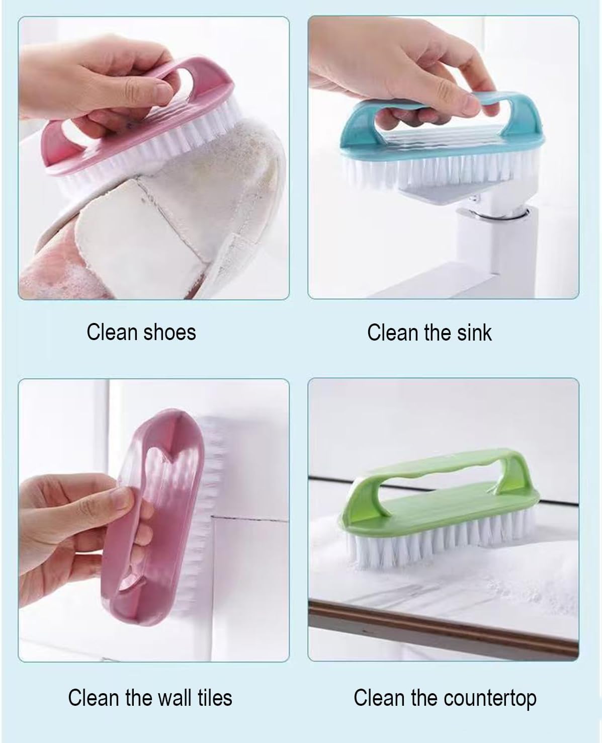 Scrub Brush for Cleaning-3 Pack Scrubbing Brushes Heavy Duty Multi-Purpose Household Cleaning Brush with Stiff Bristles Comfort Grip Scrubber Cleaner Brush for Bathtub Sink Carpet Floor & More