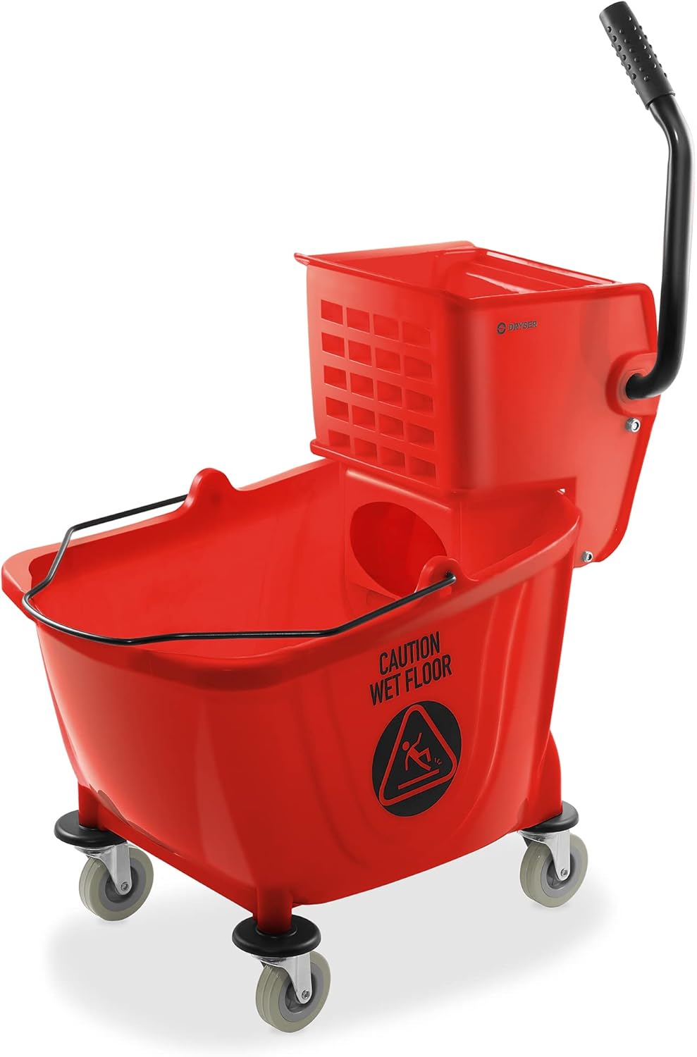 Dryser Commercial Side Press Wringer Combo Mop Bucket, 33 Quart, Red