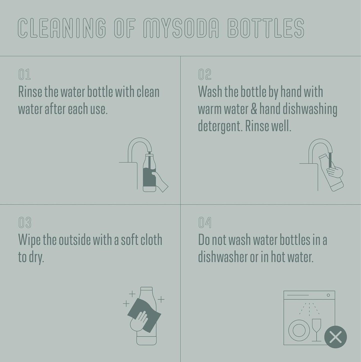 Mysoda Carbonating Bottles 2Pck 1L - Compatible with MySoda and any brands - Quick-Lock Reusable Bottles - Lid and Base Made of Wood Composite - BPA Free - Sage Green