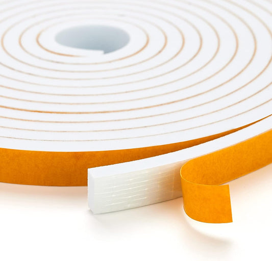 13 Feet Weather Stripping Door Seal, 1/2" Wide X 3/8" Thick Door Seal Strip High Density Foam Tape Adhesive Strip for Door Soundproofing,Window Insulation (1/2" x 3/8" x 13FT,White)