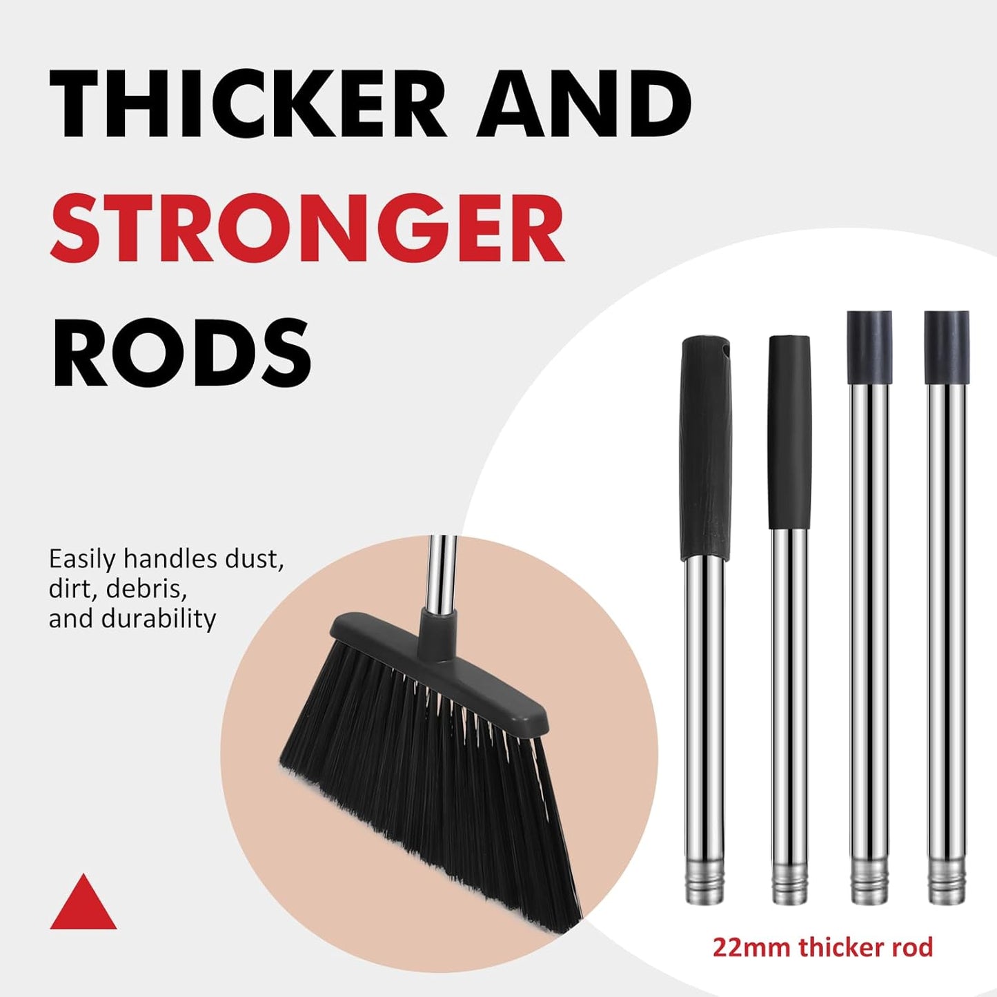 NACENA Heavy Duty Broom, 55 Inch Long Handle Outdoor Large Angle Brooms, Commercial Broom for Sweeping Indoor, for Home Garage Kitchen Office Courtyard Lobby Patio Lawn Concrete, 4 Pack (Black)