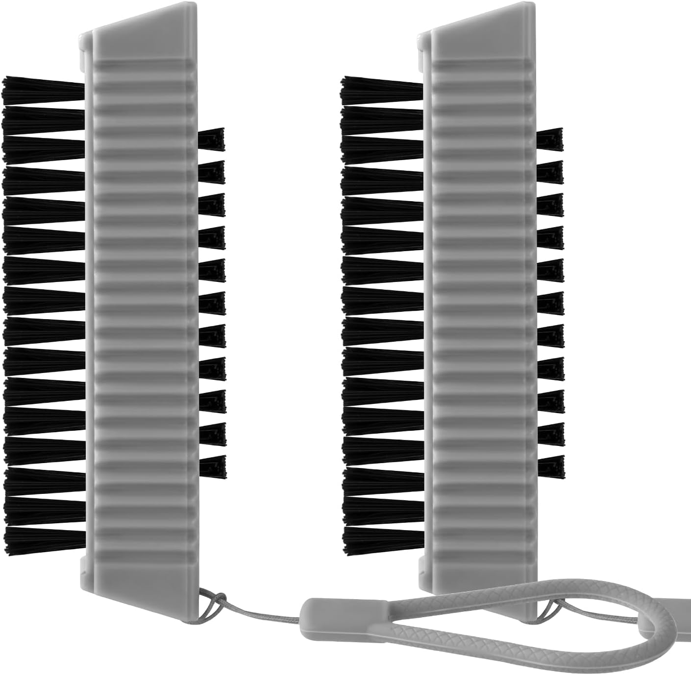 Nail Brush for Cleaning Fingernails, 2Pack Heavy Duty Nail Brushes Remove Dirt and Paint Fingernail Brush Deep Cleaning Mechanical Nail Scrub Brush Two-Sided with Hanging Rope, Grey