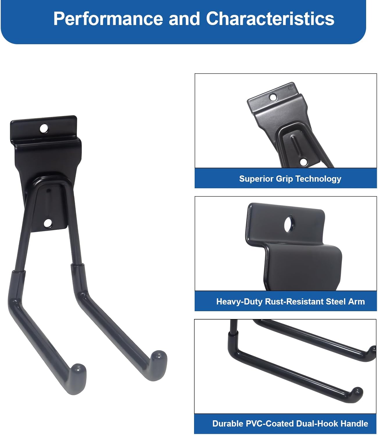 NeatiEase 20 PCS Slatwall Accessories Kit for Garage Rooms Shops Storage Organizing Display, Slat Wall Accessory Includes 18 PCS Multisized Heavy Duty Slatwall Hooks and 2 Pack Velcro Straps