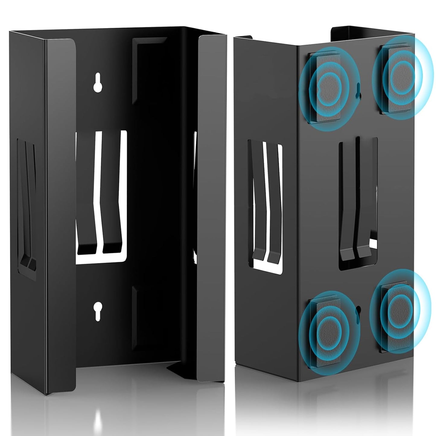 Magnetic Glove Box Holder, Disposable Glove Dispenser Wall Mount, Metal Glove Rack Organizer for Rubber Latex Gloves Tissue Box, Black