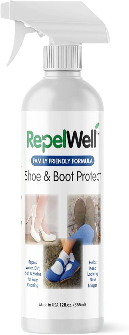 Shoe & Boot Stain & Water Repellent (12oz) Eco-Friendly, Pet-Safe Spray Keeps Fabric, Leather & Suede Clean & Dry