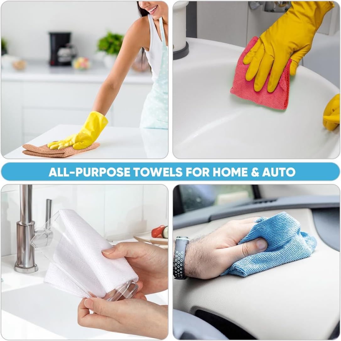 AIDEA Microfiber Cleaning Cloth Roll, 75PK, Reusable Paper Towels Tear Away Cloth, Microfiber Towels Washable Shop Rags, Lint Free Cleaning Rags for House, Kitchen, Window, 11.5"×11.5", Coffee