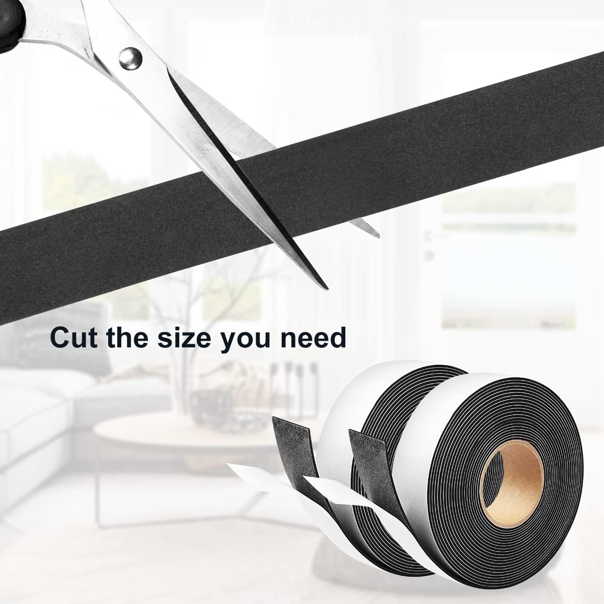 2 Rolls Weather Stripping Door Seal, 1''W x 1/16'' T Foam Tape Single Sided, Adhesive Closed Cell Weather Strip (Total 32 Feet Long)…