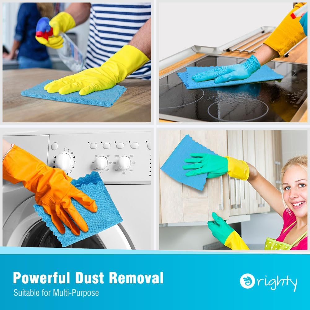 Orighty Cleaning Cloths Bulk, 200 Pack Shop Rags Reusable, Multi-Purpose Shop Towels for Cars, Microfiber Cleaning Rags for Automotive, Mechanic, Kitchen, Lint Free Towels 11.5’’ x 11.5’’, Blue