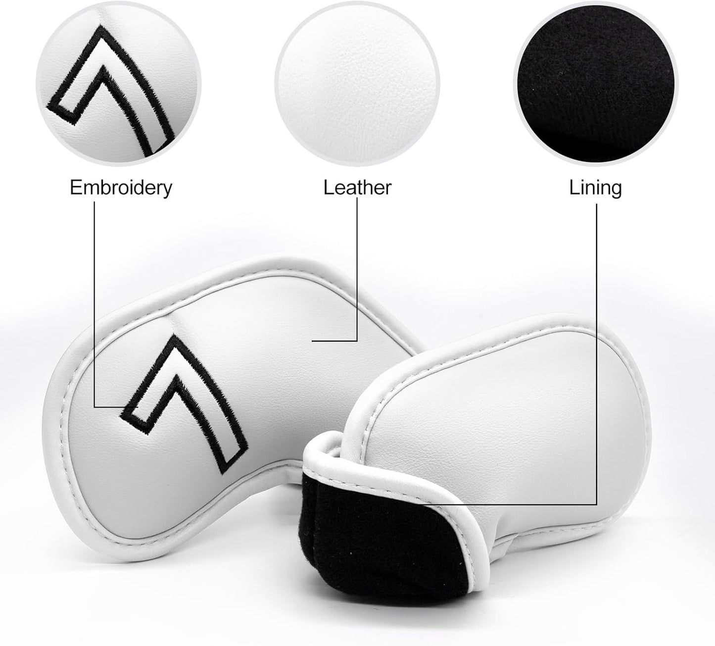 Montela Golf Iron Covers,Golf Iron Head Covers Leather Golf Iron Covers Set 9pcs Golf Iron Headcovers,Golf Club Head Covers for Iron Club Fit All Brands Titleist,Callaway,Taylormade