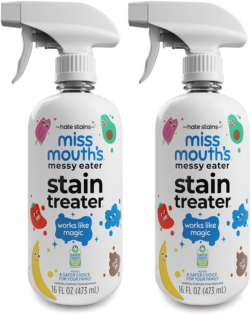 Miss Mouth’s Messy Eater Stain Treater Double Trouble Bundle - 2-Pack of 16oz Stain Remover - Newborn & Baby Essentials - No Dry Cleaning Food, Grease, Coffee Off Laundry, Underwear, Fabric