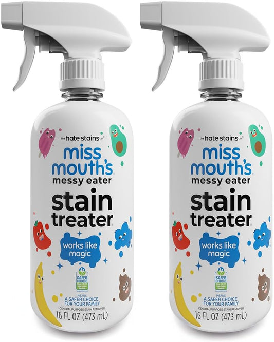 Miss Mouth’s Messy Eater Stain Treater Double Trouble Bundle - 2-Pack of 16oz Stain Remover - Newborn & Baby Essentials - No Dry Cleaning Food, Grease, Coffee Off Laundry, Underwear, Fabric