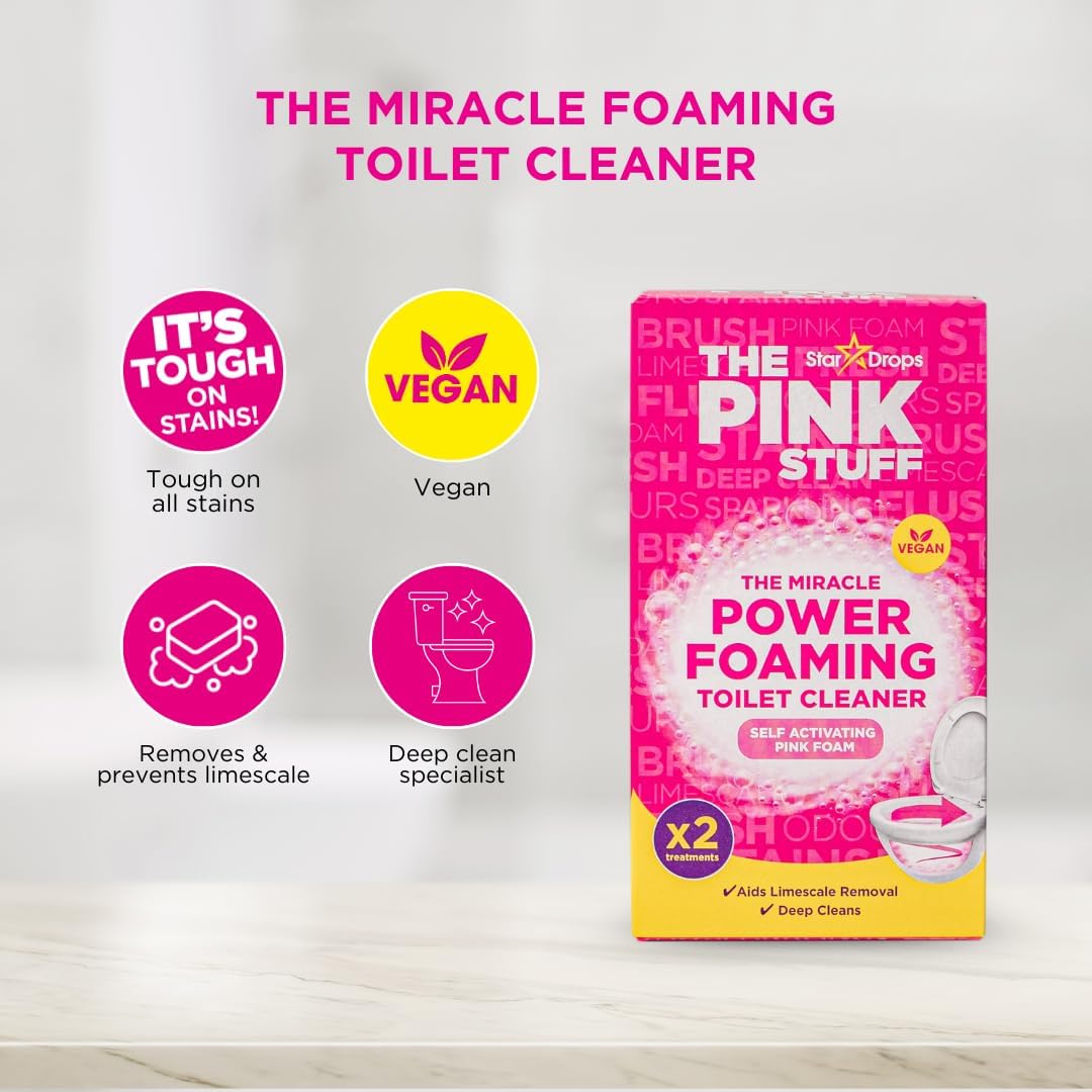 Stardrops - The Pink Stuff - The Miracle Power Foaming Toilet Cleaner - 2 Treatments - Self Activating Pink Foam Pack of 1 (7 Ounce)