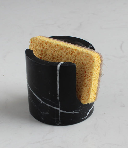 Natural Black Marble Sponge Holder for Kitchen Counter, Drying Rack, Sponge Caddy for Sink Organizer