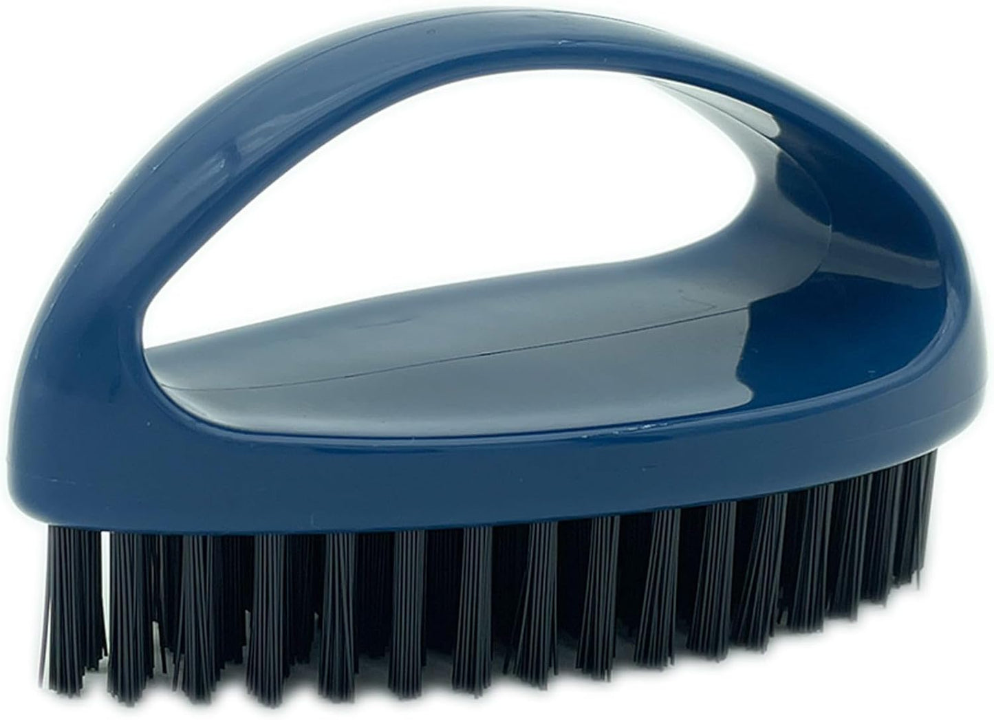 Small Scrub Brush with Nylon Bristles - Heavy Duty Cleaning Brush for Bathroom, Kitchen, Grout, Tiles - Non-Slip Teardrop Handle & Hangable Design - Deep Blue