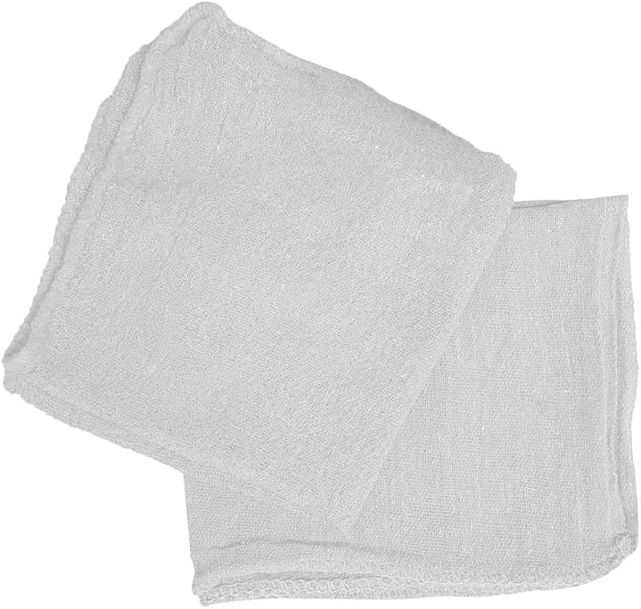 Auto Mechanic Shop Towels (13"x14"), 12 Pack (White) - 100% Cotton Commercial Grade Rags for Cleaning & Maintenance, Garage Supplies - Professional Mechanics Reusable Wipes