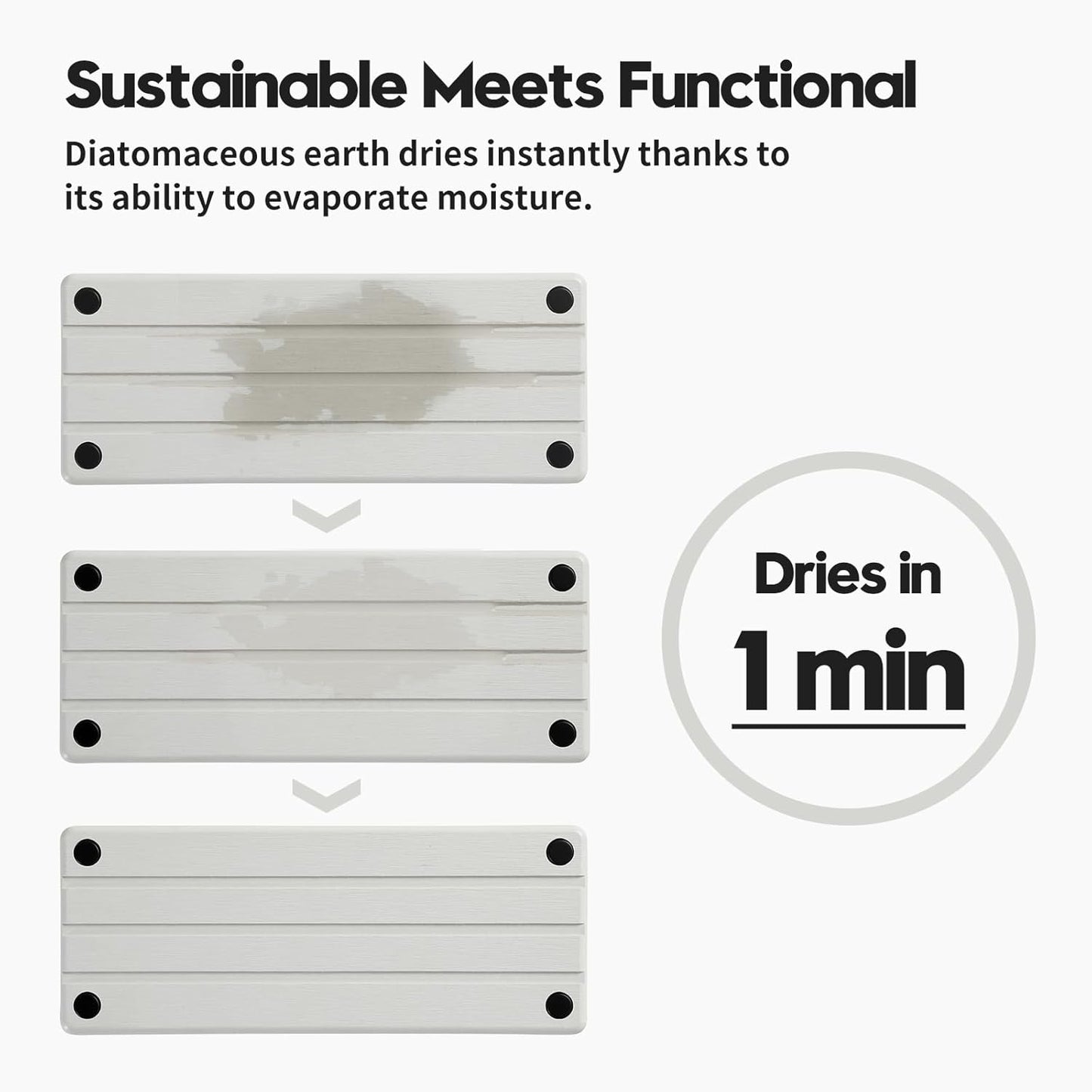 2 Pack Fast Drying Water Absorbing Diatomite Stone Mat Tray for Kitchen & Bathroom Counter - Instant Dry Sink Caddy Organizer - Vanity Holder for Soap and Sponge – White 10" x 4"