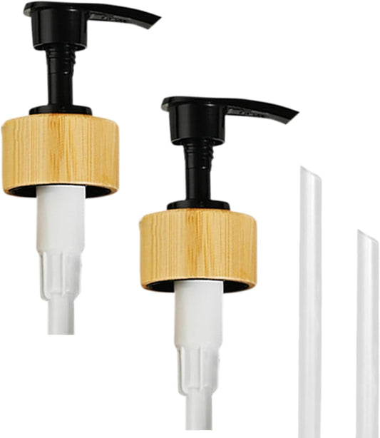 MaisoNovo Soap Pump Replacement - 2X Black Bamboo Pumps - Pump Dispenser - Soap Dispenser Pump Replacement - Stainless Steel Soap Pump - Pump for Soap Dispenser