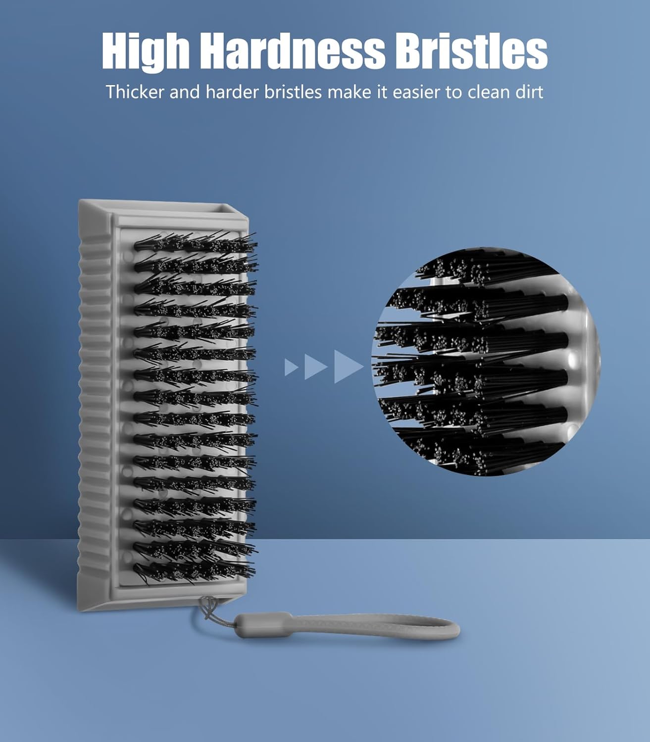 Nail Brush for Cleaning Fingernails, 2Pack Heavy Duty Nail Brushes Remove Dirt and Paint Fingernail Brush Deep Cleaning Mechanical Nail Scrub Brush Two-Sided with Hanging Rope, Grey