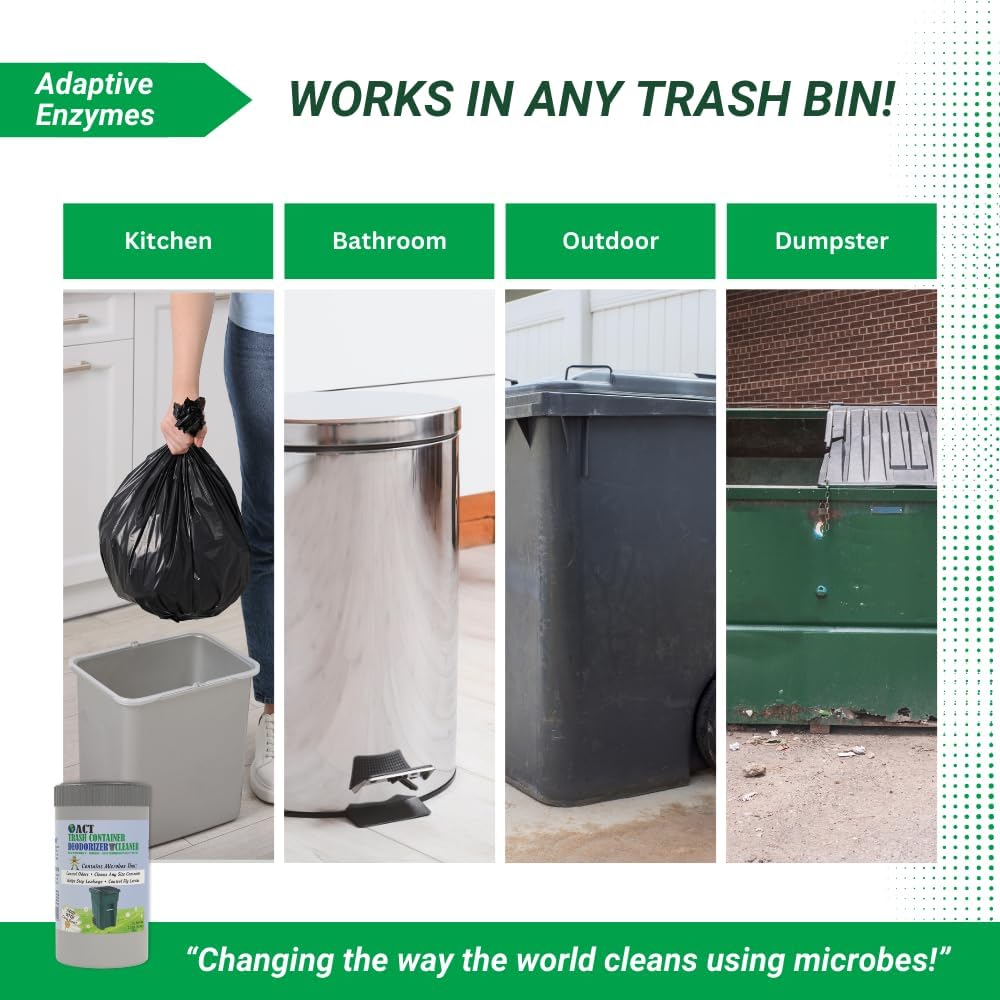 ACT Trash Deodorizer and Cleaner | Eliminates Odors Controls Garbage Sludge | for Garage and Outdoor Bins | Dry Powder Eco-Friendly 2.5lb