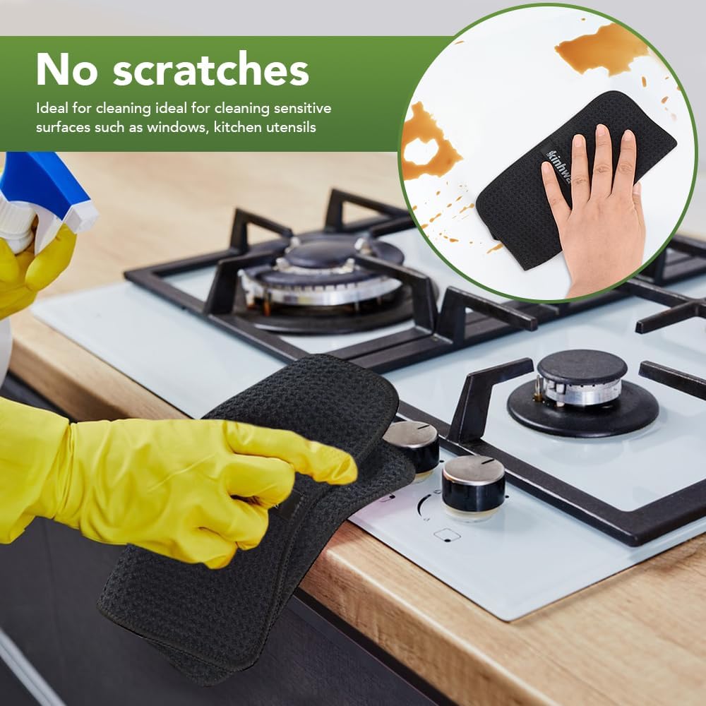 KinHwa Waffle Kitchen Towels for Washing Dishes Microfiber Dish Towels for Kitchen Ultra Soft Absorbent Quick Drying 8inch x 8inch 6 Pack