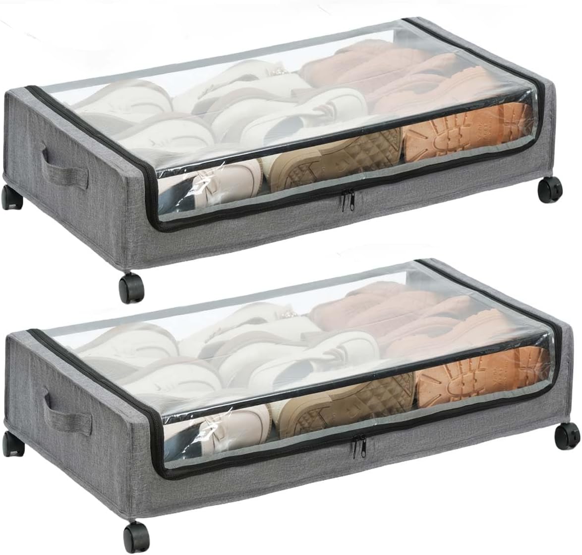 UnderBed Storage Containers, UnderBed Shoe Storage with Wheels, Under Bed Drawers for Clothes Book Blankets, Dorm Bedroom Organizer