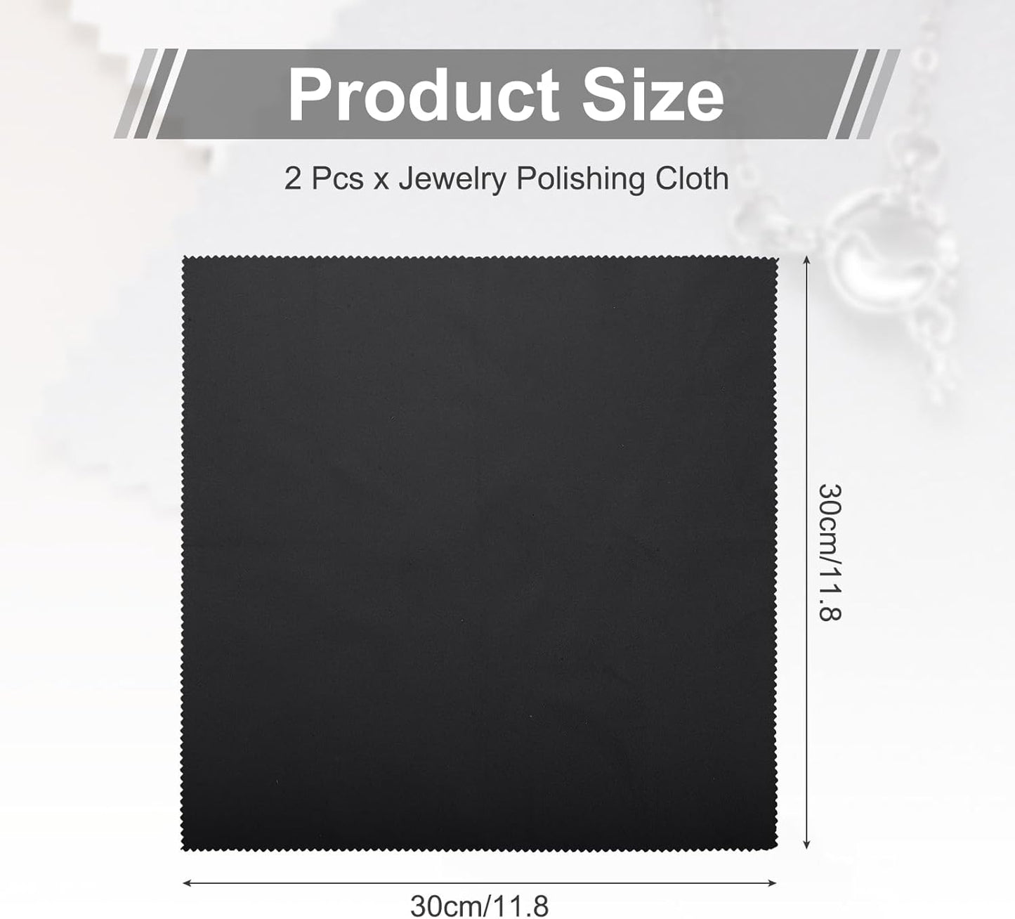 MECCANIXITY Jewelry Polishing Cloth 11.8x11.8 Inch Silver Polish Cleaning Cloths Jewelry Cleaner Remove Tarnish for Gold, Rings, Necklaces, Diamond, Bracelets, Pack of 2 (Black)