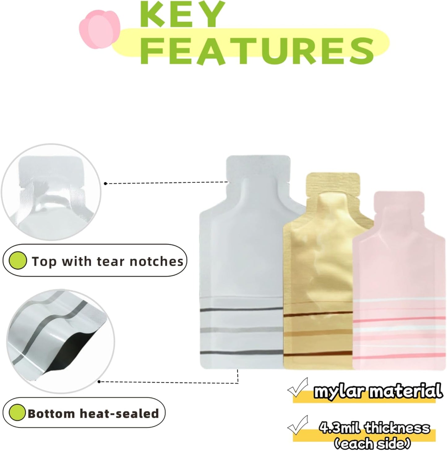 100 Pack 2.36x4.7 inch Heat Seal Sample Mylar Packets for Portable Travel Toiletries Empty Disposable Liquid Shampoo Pouch Single Serving Coffee Powder Condiments Food Storage (Pink)