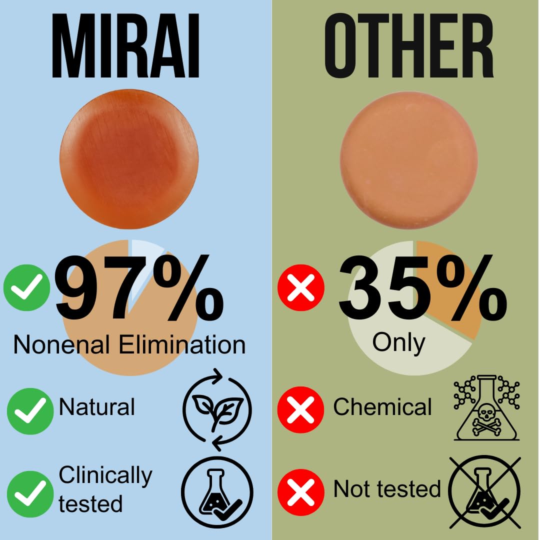 Mirai Clinical Persimmon Soap Bar with Lavender Scent - Japanese Persimmon Soap for Old People Smell - Made with Green Tea Extract - Nonenal Odor Removal Deodorizing Bar for Unisex