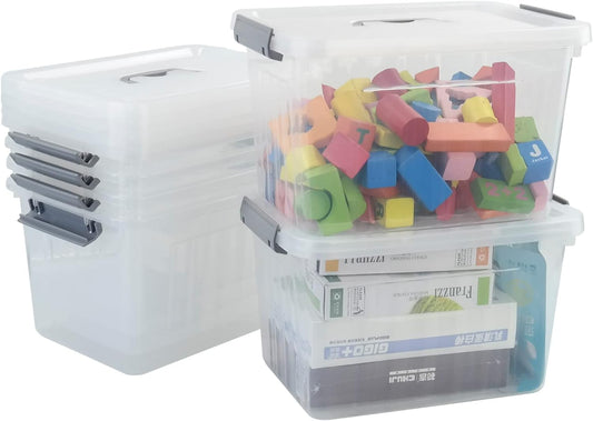 10 L Clear Plastic Storage Box, 6-Pack Storage Latch Box