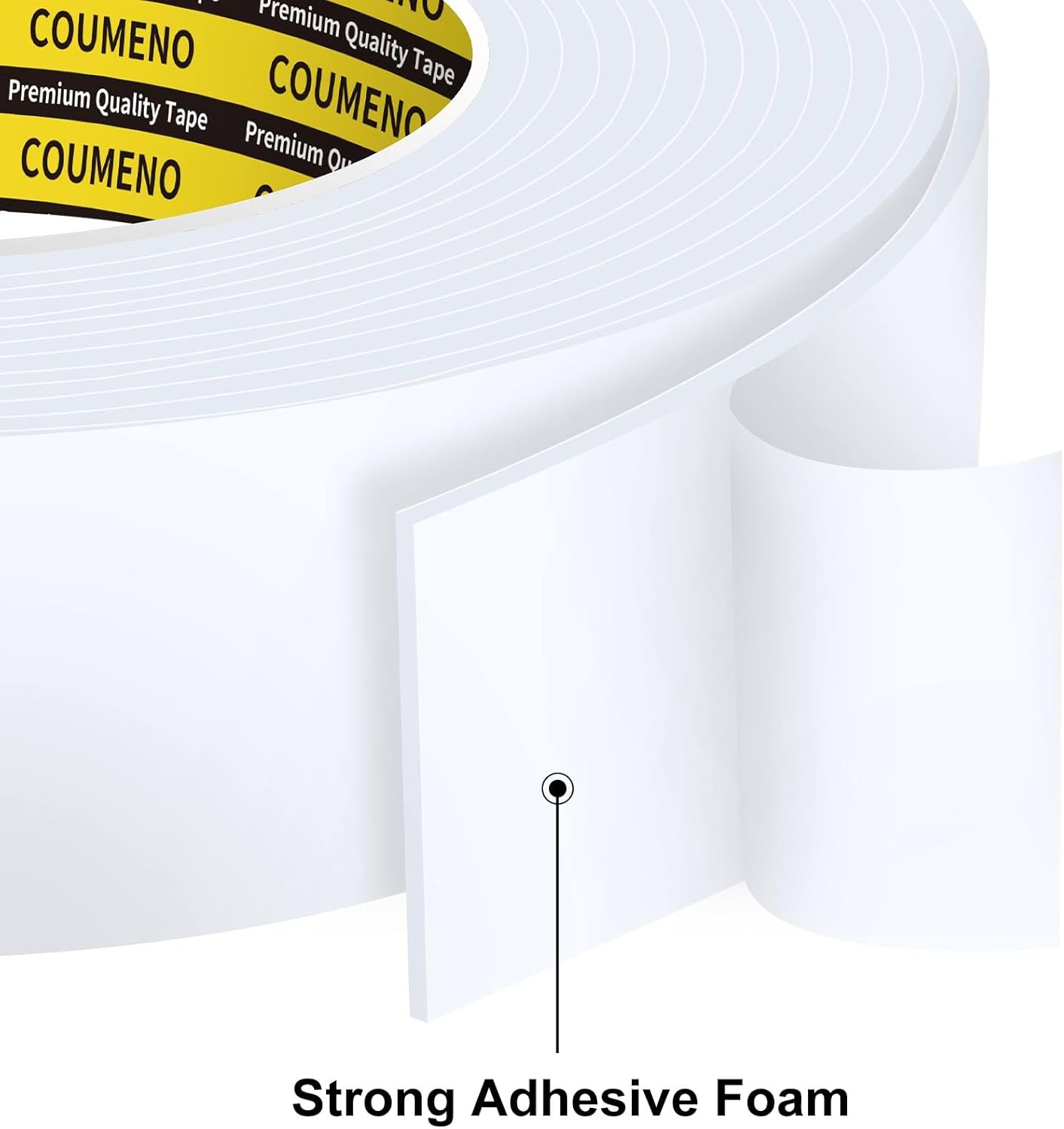 2 Pack Foam Tape 1.77inX16.4FT Sealing Strip Foam Pad Sponge Tape Window Weatherproof, Self-Adhesive Insulation Sealing White