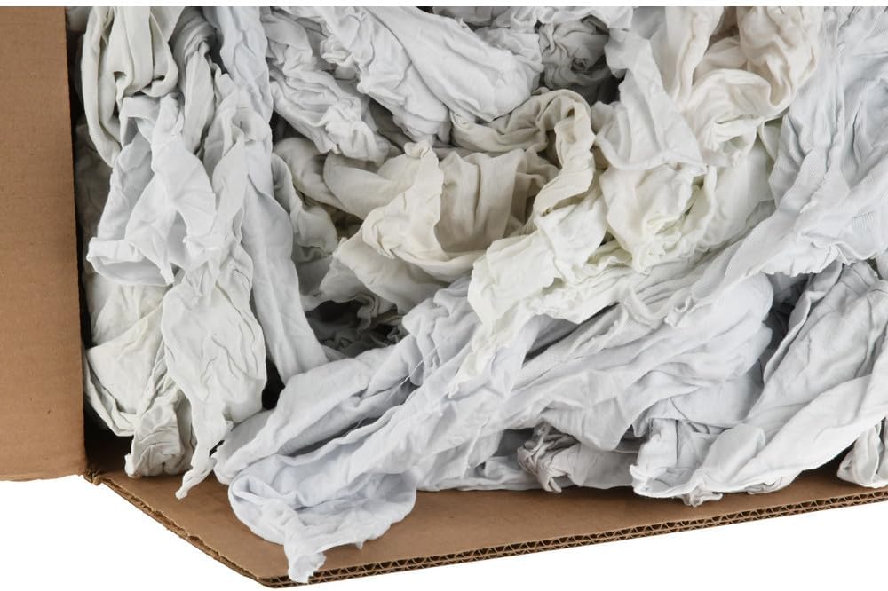 PRO SOURCE Reclaimed White Cotton T-Shirt Cloth Shop Rags, Sold by Weight (10 lb)
