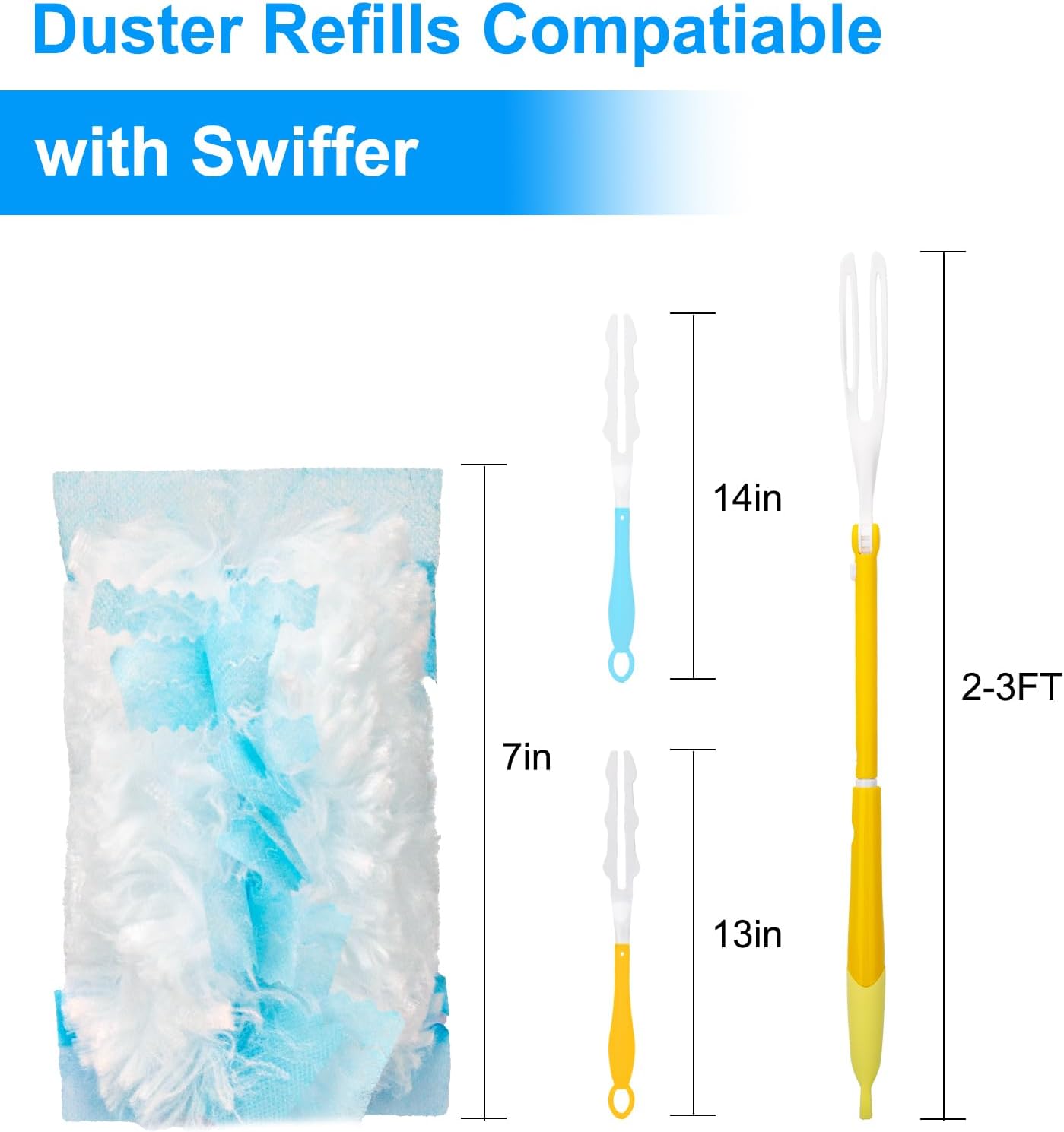 KeFanta Duster Refills for Swiffer Dusters, 180 Heavy Duty Multi Surface Refills & 1 Handle, Ceiling Fan Duster, Disposable Dusters for Cleaning (30 Count+1 Handle)