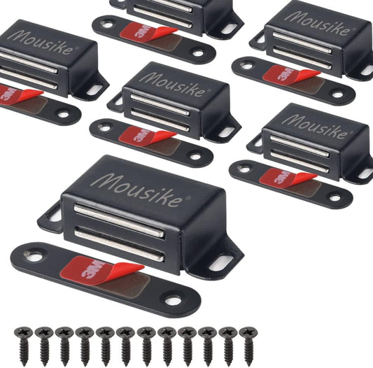 Mousike Cabinet Magnets 30lb Black Door Magnets with Strong Magnetic for Kitchen Cupboard Wardrobe Closet Cabinet Door Drawer Latch 6 Pack