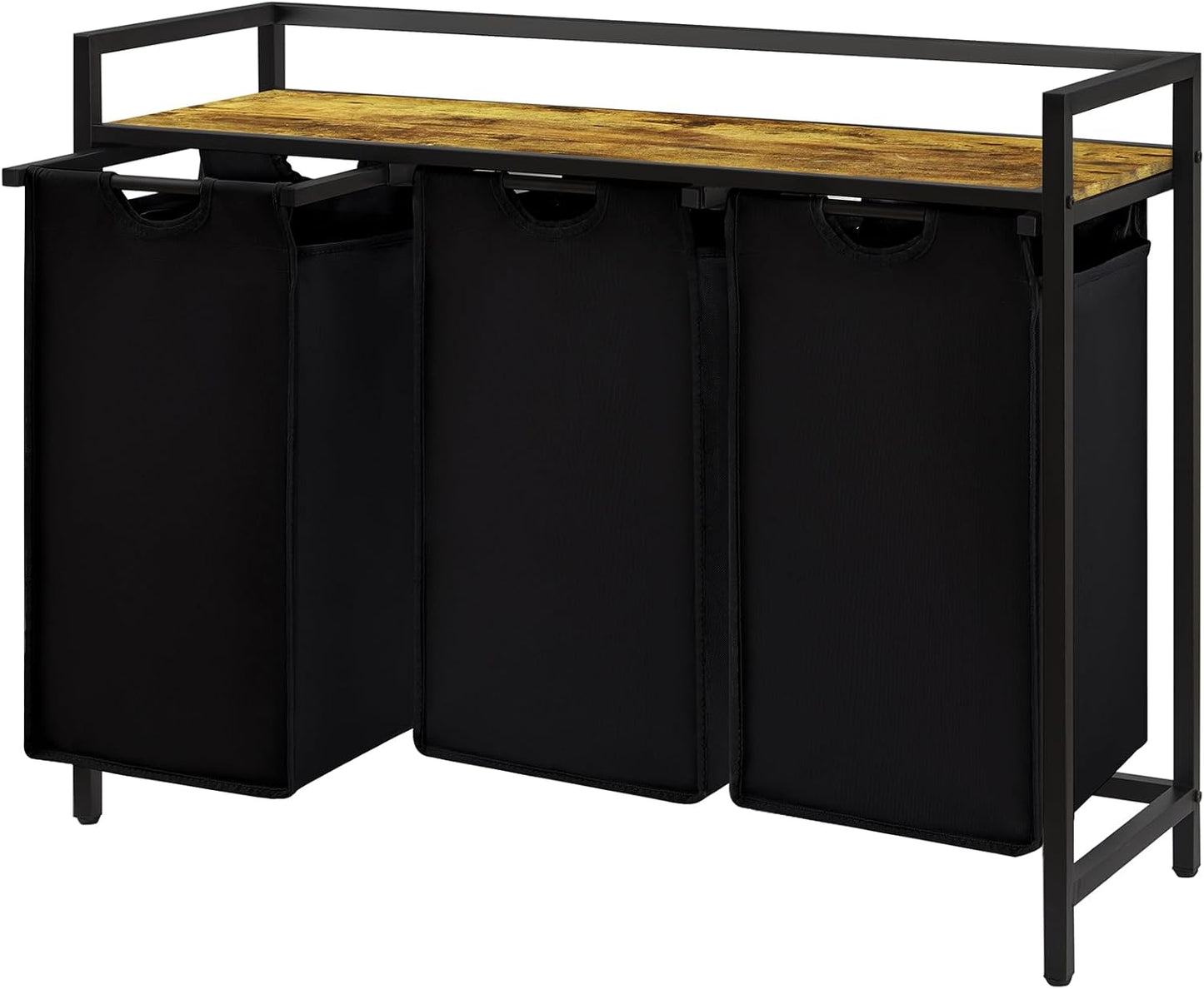 Lifewit Laundry Hamper 3 Section, 120L Pull out Laundry Clothes Basket Organizer with Large Top Shelf and 3 Removable Bags and Handles, Laundry Sorter for Laundry Room Bedroom Bathroom Dorm, Black