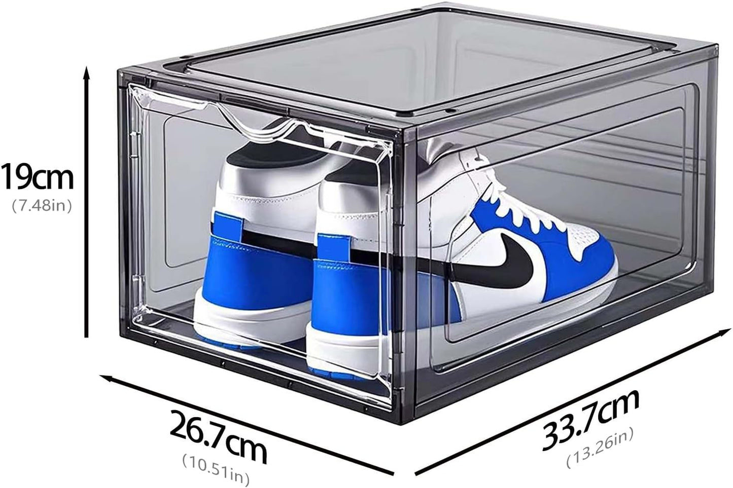 Upgraded Shoe Storage Organizer 6 Pack Clear Plastic Stackable Shoe Box with Magnetic Door Sneaker Hats Display Case Fit Up to US Size 13
