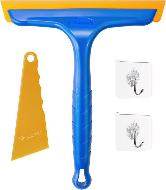 Shower Squeegee for Glass Doors, Bathroom Squeegee for Shower, Window Squeegee, Home Bathroom Silicone Cleaner Tool, Suitable for Bathroom, Kitchen, Tile, Mirror, Car Glass, by LTLUTU, 8in Blue