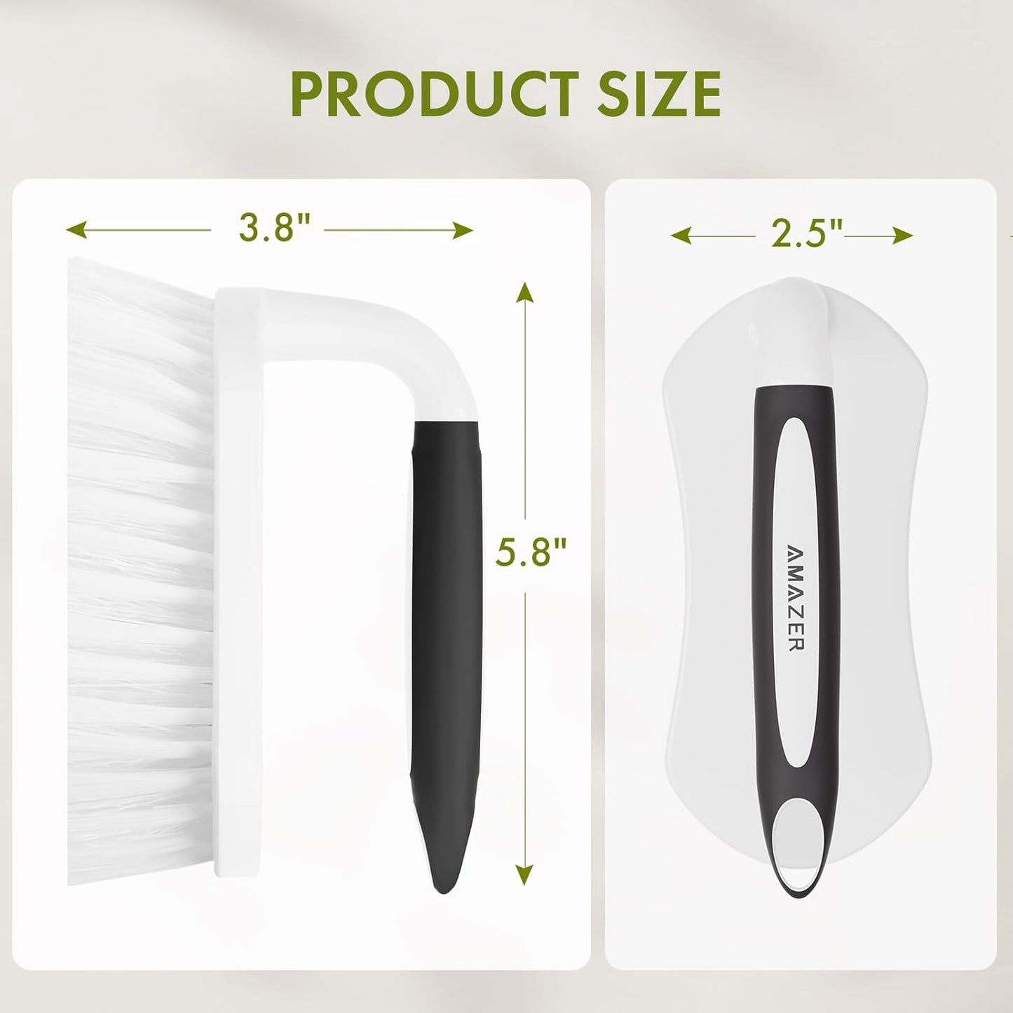 Amazer Scrub Brush for Cleaning Comfort Grip Shower Scrubber Stiff Bristles with Handle Heavy Duty Cleaner Brush for Tub Sink Carpet Floor - Pack of 2 (Black+Black)