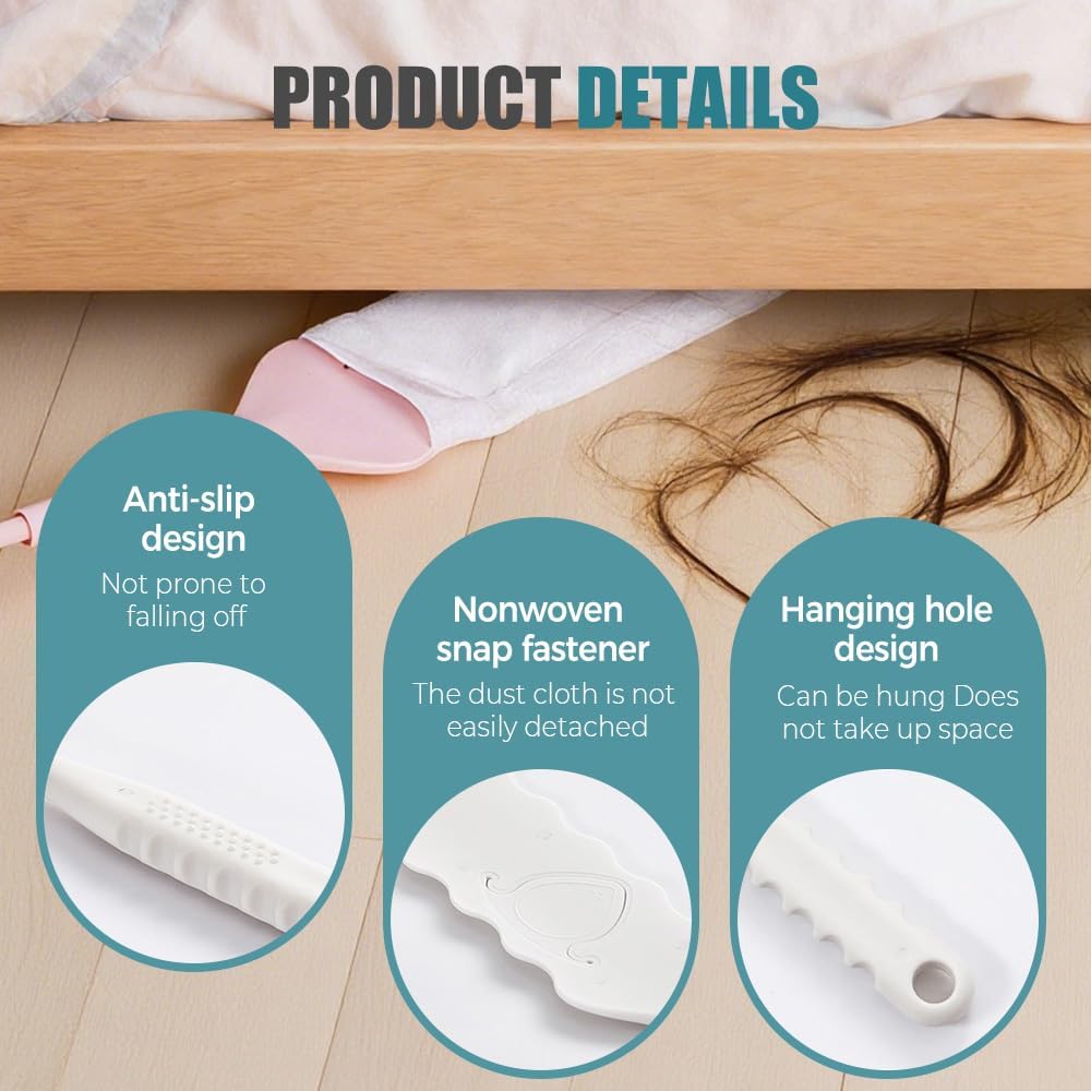 Retractable Gap Dust Cleaner, Bendable Microfiber Duster for Household Flat Duster for Under Appliances, Retractable Gap Dust Cleaning Artifact Extendable Dusters with Nonwoven Fabric (1, White)