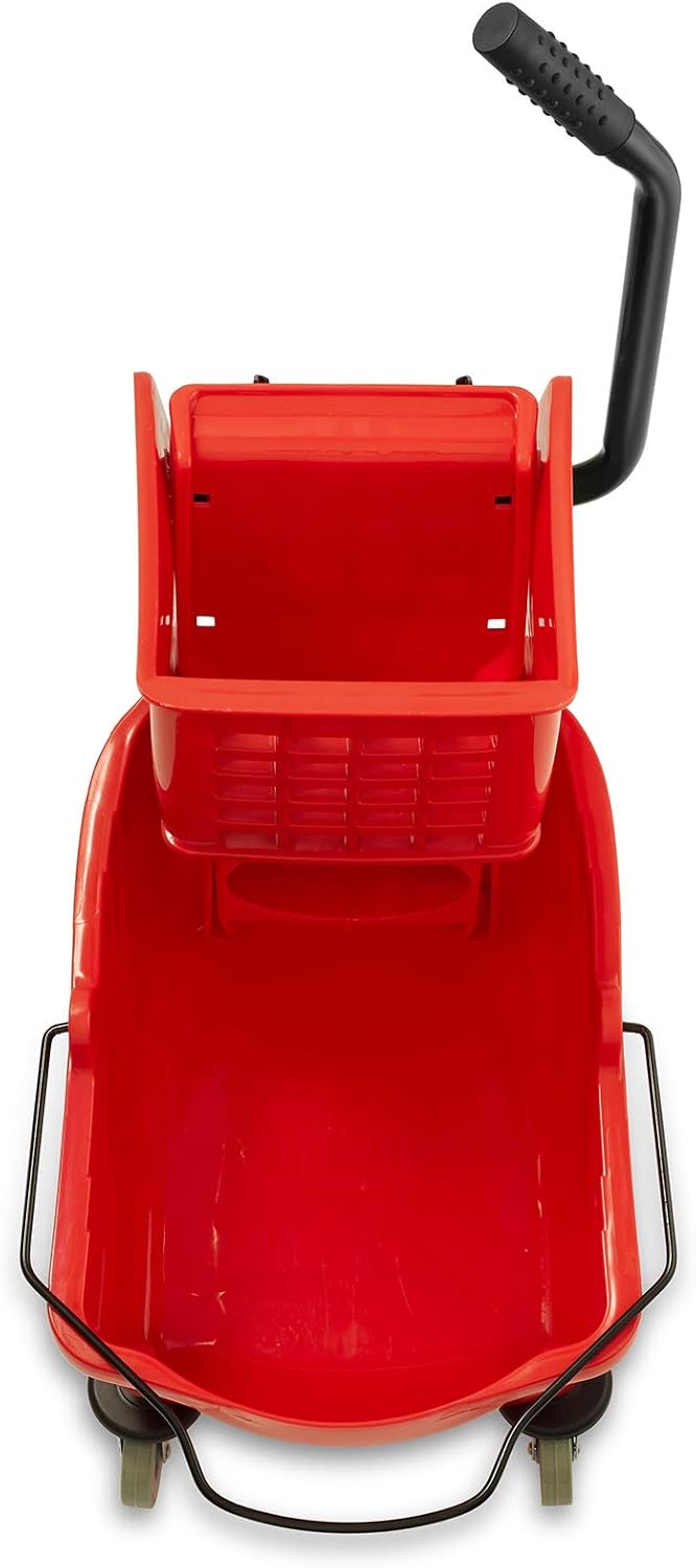 Dryser Commercial Mop Bucket with Side Press Wringer, 26 Quart, Red