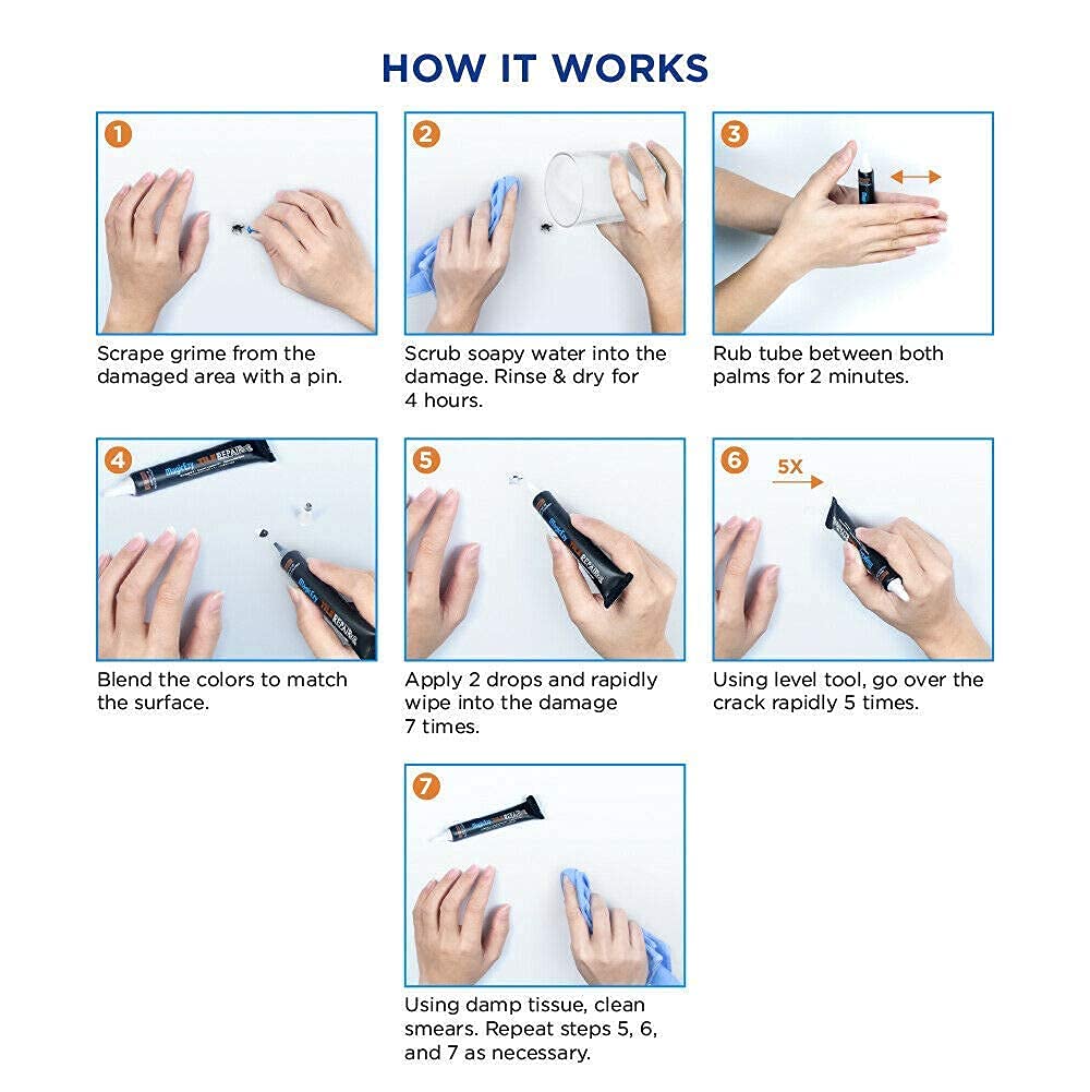 MagicEzy Tile RepairEzy - (Light Gray) Touch Up Paint Filler for Bathroom Tiles, Appliance, Furniture, Walls, Counter Tops - Glossy Finish