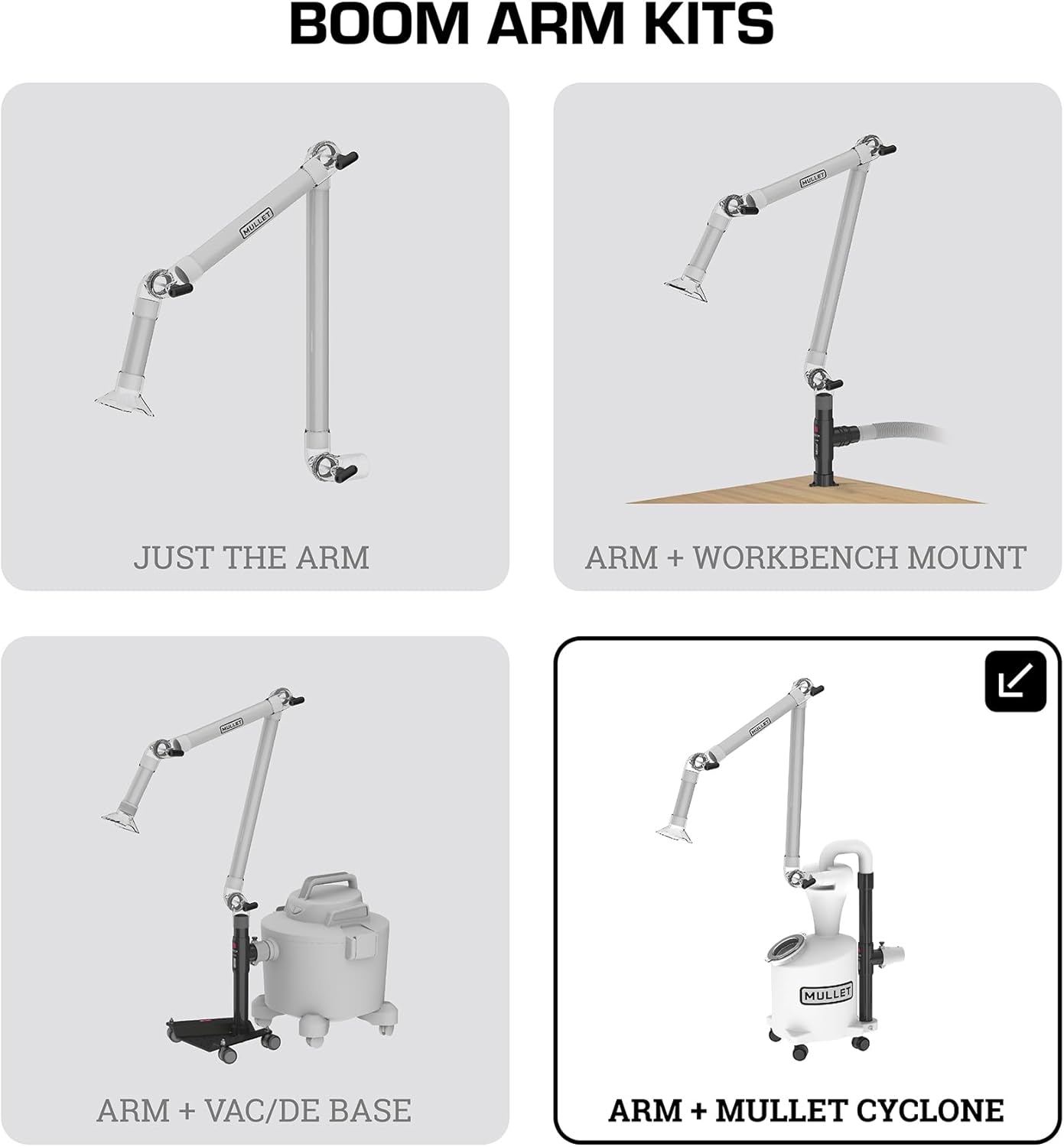 Mullet ThirdHand Dust Collection Boom Arm (Boom Arm + Cyclone)