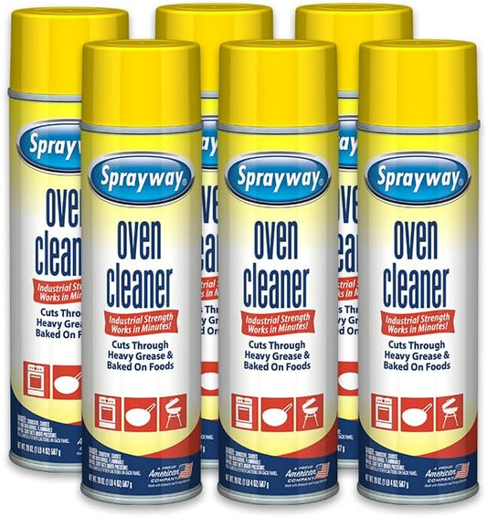 Sprayway Oven Cleaner Aerosol Spray, 20oz, Pack of 6 | Foaming Action, Cuts Through Grease & Baked-On Food | No Scraping, Works on Warm or Cold Ovens, Grills, Grates