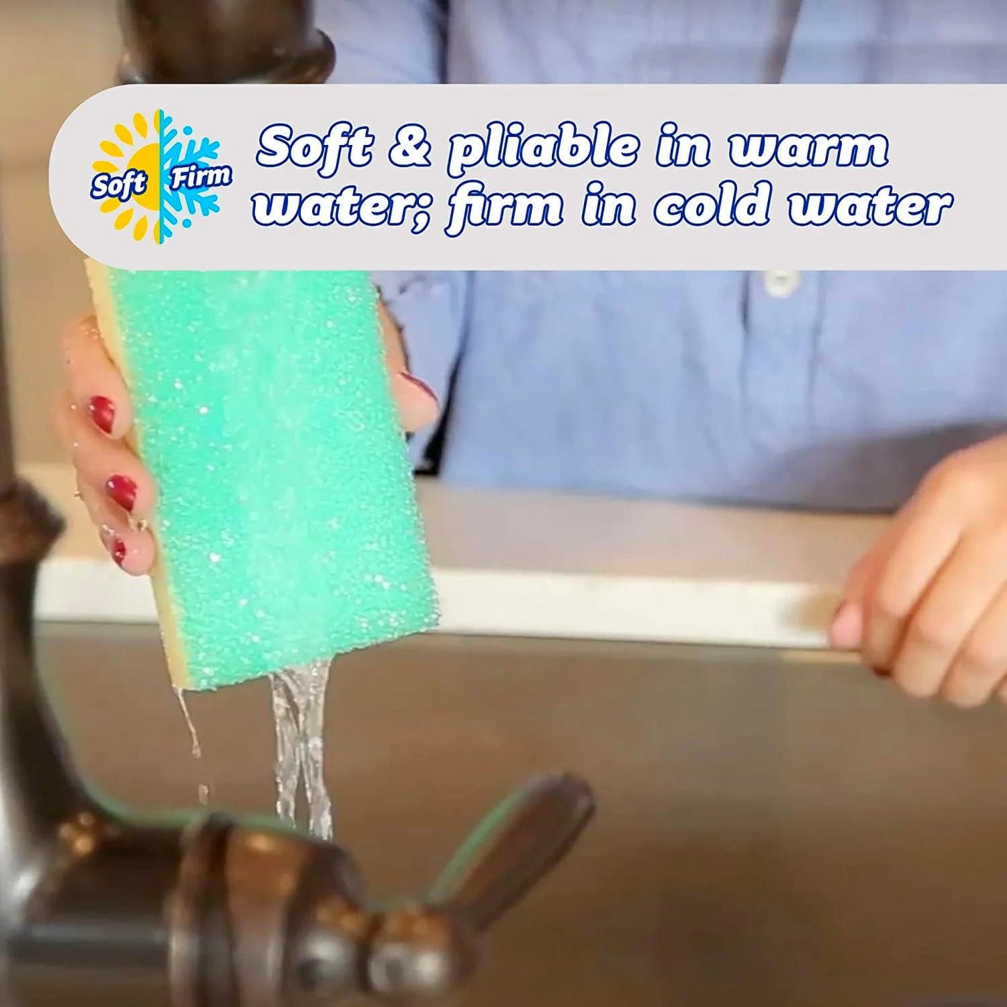 Scrub Daddy Sponge Daddy - Scratch-Free Multipurpose Kitchen & Dish Sponge - BPA Free & Made with Polymer Foam - Stain & Odor Resistant (4 Count)