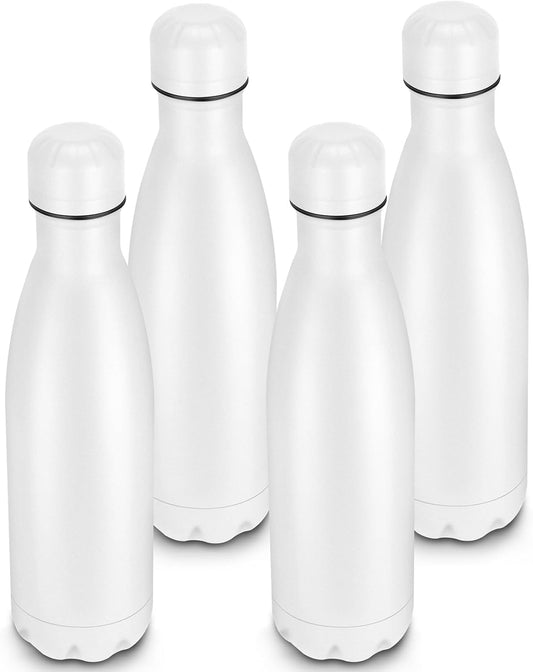 17oz Cola-Bottle Shaped Stainless Steel Leak-proof Water Bottle,Double Wall Vacuum Insulated Metal,Travel Mug For Sports Indoors & Outdoors,BPA-Free School Kids Flasks,White(4Pack)