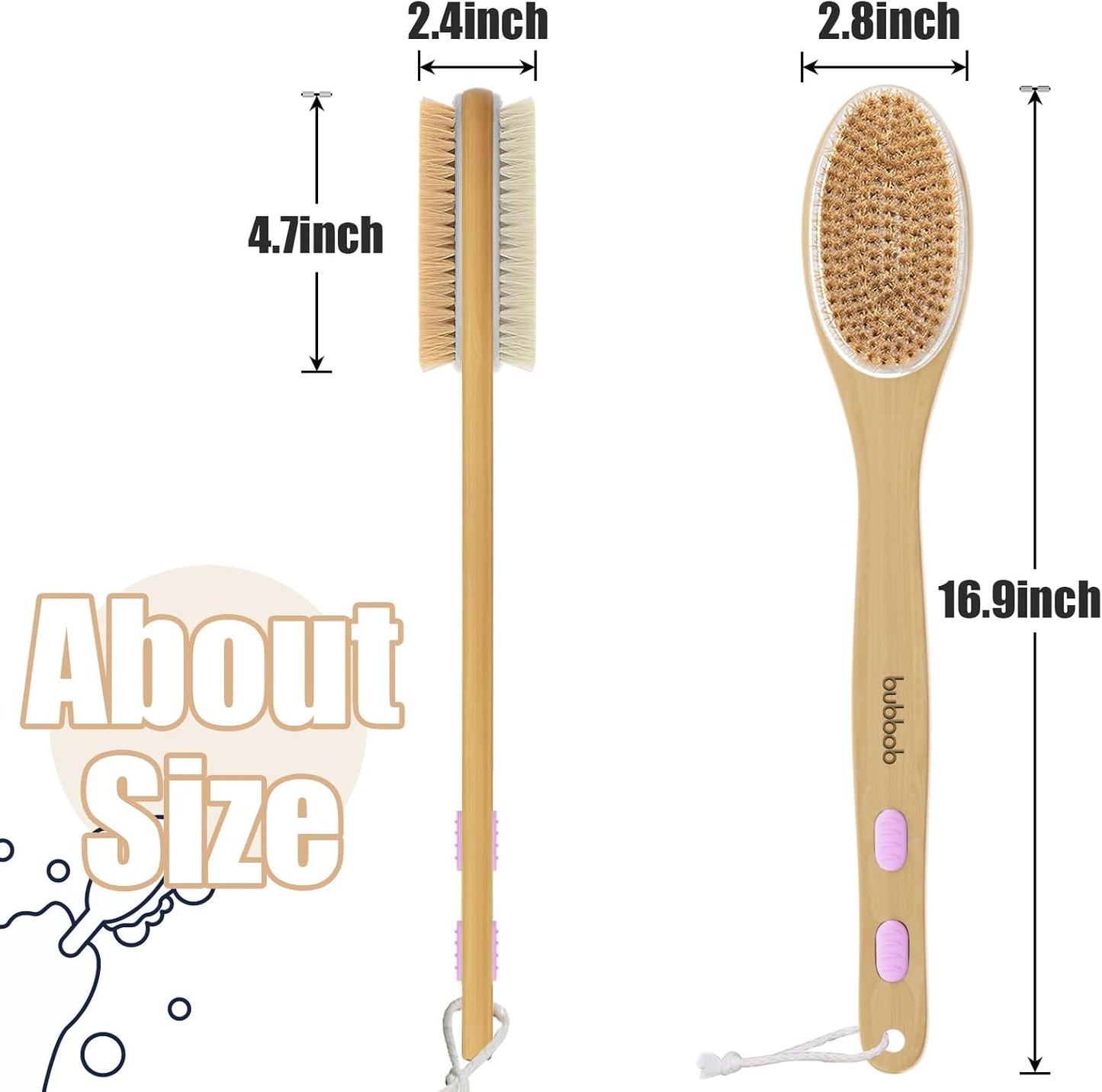 Back Scrubber for Shower,Bath Brush with Long Handle,Bath Brush Body Exfoliator for Wet or Dry Brushing,Men and Women (Purple)